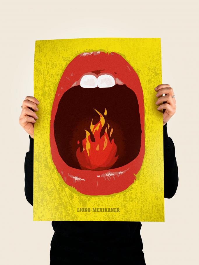 Plakat Mund mit Flamme Lioko A2